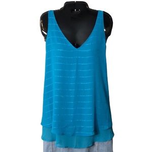 18 Plus Size Lane Bryant Flowy Turquoise Sleeveless Blouse NWOT